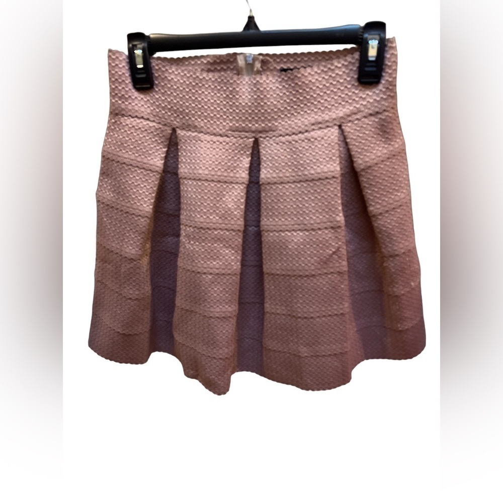 Honey Punch Mauve purple A line skater skirt size Large pleated scalloped style - Picture 5 of 9